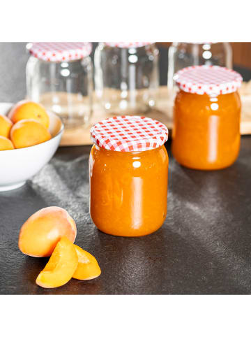 Chefware 6-delige set: inmaakglazen transparant/rood - 540 ml