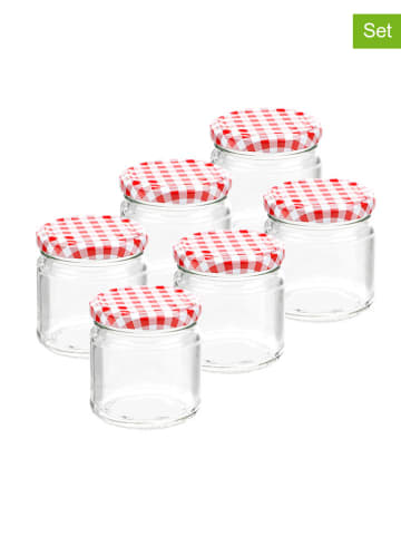 Profiline 2-delige set: inmaakglazen transparant/rood - 2x 6 stuks