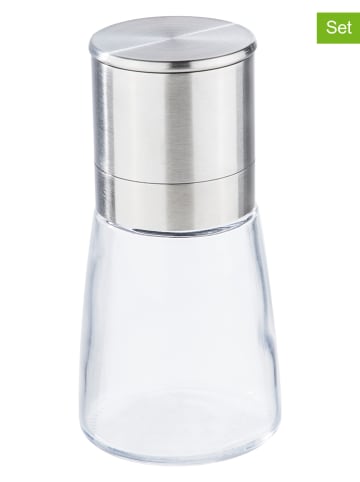 Chefware 3er-Set: Mini-Edelstahl-Salz-/ Pfeffermühlen - (H)5,6 x Ø 3,2 cm