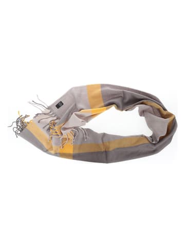 Buff Woll-Loop-Schal in Grau/ Gelb - (L)105 x (B)36 cm