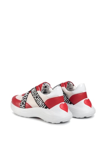 Love Moschino Sneakersy w kolorze kremowo-czerwono-czarnym