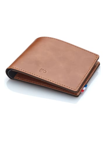 APOCOPE Skórzany portfel w kolorze jasnobrązowym - 11,8 x 9 x 1 cm