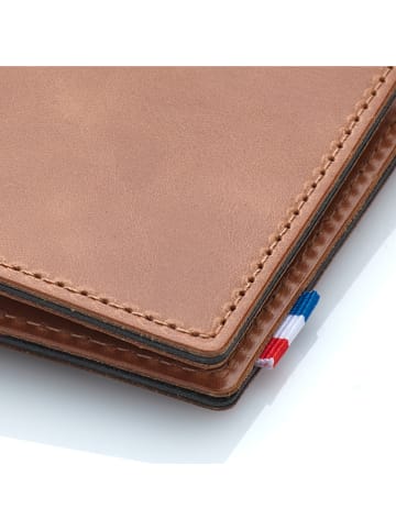 APOCOPE Skórzany portfel w kolorze jasnobrązowym - 11,8 x 9 x 1 cm