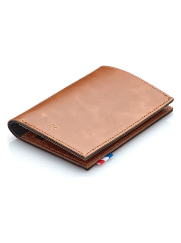 APOCOPE Skórzany portfel w kolorze jasnobrązowym - 12,4 x 9,4 x 1 cm