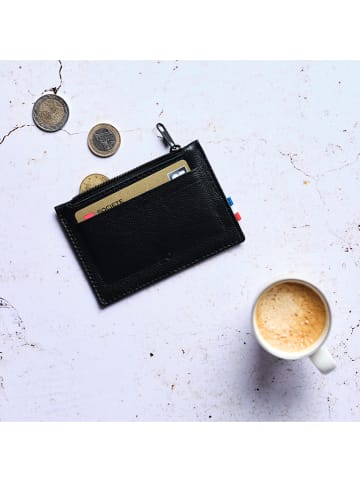 APOCOPE Skórzany portfel w kolorze czarnym - 10,7 x 7,6 x 0,30 cm