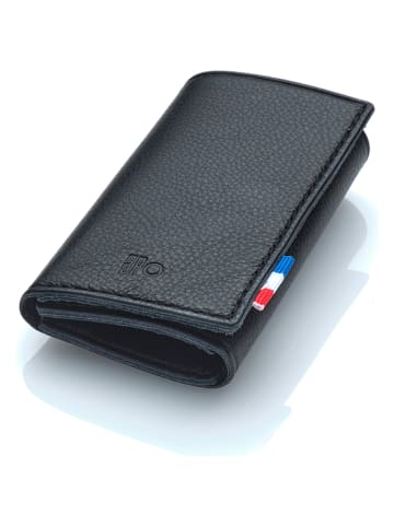 APOCOPE Skórzany portfel w kolorze czarnym - 9 x 6 x 1 cm