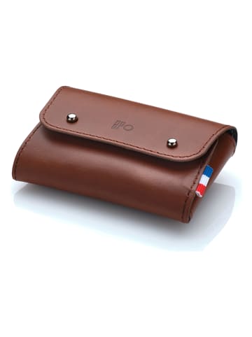 APOCOPE Skórzany portfel w kolorze brązowym - 10 x 6,5 x 2,5 cm
