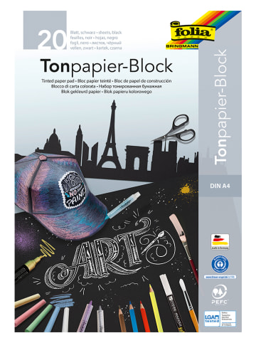 Folia Tonpapierblock in Schwarz - 20 Blatt - DIN A4