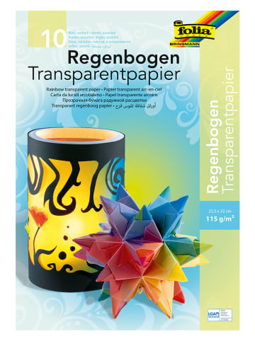 folia PAPER Regenbogentransparentpapier in Bunt - 10 Blatt - (L)32 x (B)23 cm