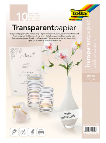 folia PAPER Transparentpapier in Weiß - 10 Blatt - DIN A4