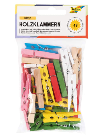 Folia Holzklammern in Bunt - 48 Stück