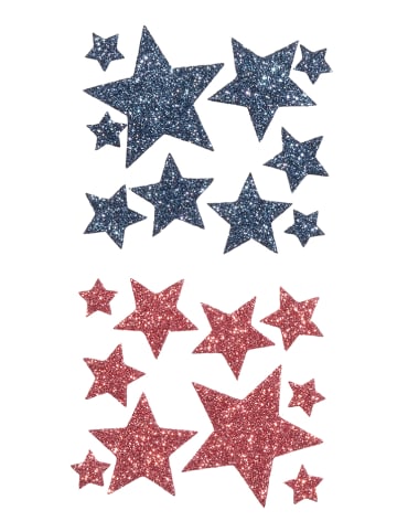 folia PAPER Glitter-Moosgummisticker "Sterne" in Rosa/ Blau/ Gold/ Weiß - 40 Stück