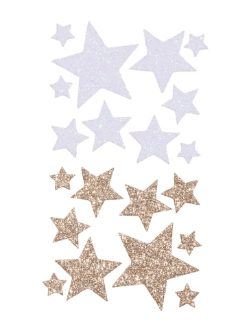 folia PAPER Glitter-Moosgummisticker "Sterne" in Rosa/ Blau/ Gold/ Weiß - 40 Stück
