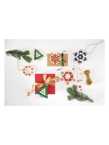 folia PAPER Sterrenset met houten kralen "Classic" meerkleurig - 161 stuks