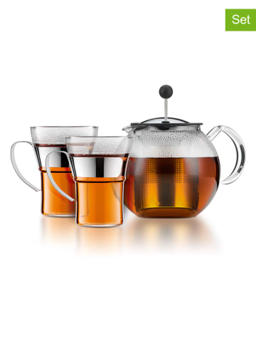 bodum 3-delige theeset "Assam" transparant/zilverkleurig
