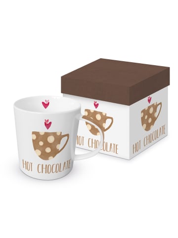 ppd Jumbotasse "Hot chocolate" in Weiß/ Hellbraun - 350 ml