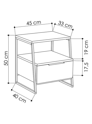 Scandinavia Concept Nachtkastje beige/zwart - (B)45 x (H)50 x (D)40 cm