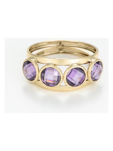 L instant d Or Złoty pierścionek "Maden Amethyst" z cyrkoniami