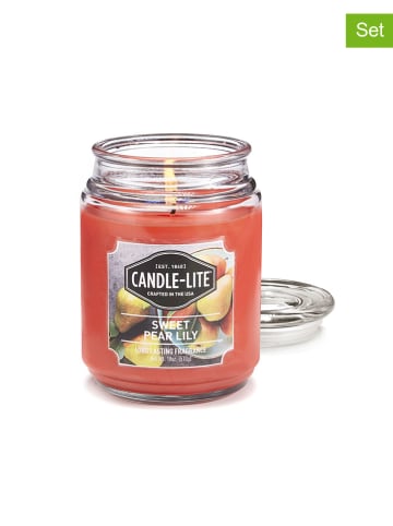 CANDLE-LITE 2-delige set: geurkaarsen "Sweet Pear" rood - 2x 510 g