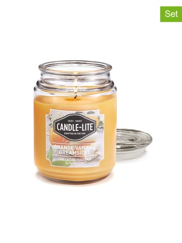CANDLE-LITE 2-delige set: geurkaarsen "Orange Vanilla Dreamsicle" oranje - 2x 510 g