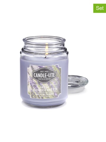 CANDLE-LITE 2er-Set: Duftkerzen "Fresh Lavender Breeze" in Lila - 2x 510 g