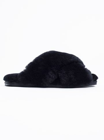 NICEBAY Pantoffels met schapenvacht "Slow" zwart