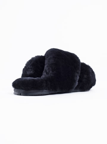 NICEBAY Pantoffels met schapenvacht "Slow" zwart