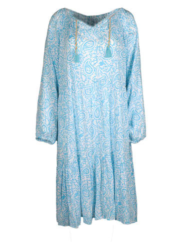 Zwillingsherz Sukienka "Luna" w kolorze błękitno-białym