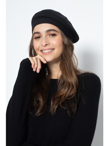 Just Cashmere Kaszmirowy beret "Paris" w kolorze czarnym