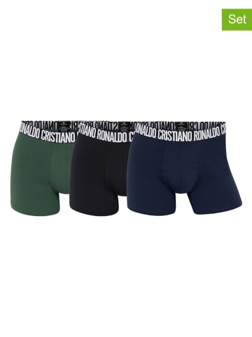 CR7 3er-Set: Boxerhorts in Dunkelgrün/ Schwarz/ Dunkelblau