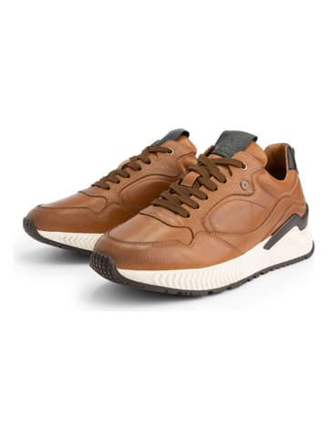 DENBROECK Skórzane sneakersy "Cort St." w kolorze jasnobrązowym