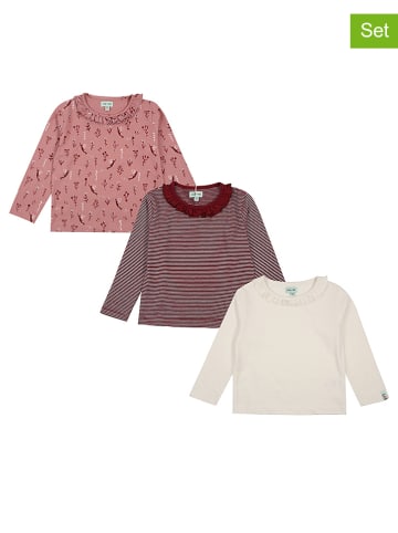 Lilly and Sid 3er-Set: Longsleeves in Altrosa/ Bordeaux/ Creme