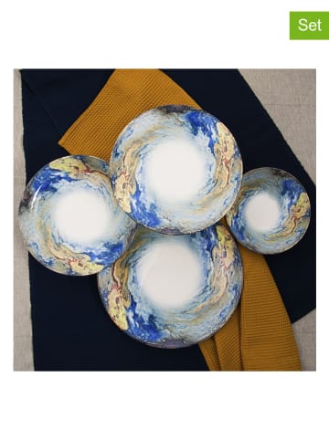 Violeta Home 24tlg. Kombiservice in Blau/ Gold
