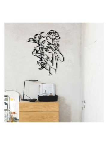 ABERTO DESIGN Dekoracja ścienna "Elif" w kolorze czarnym - 40 x 50 cm