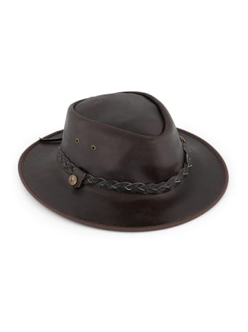 MGO leisure wear Leren hoed "Country" zwart/bruin