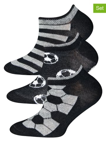 ewers 3er-Set: Socken "Fußball" in Schwarz/ Grau