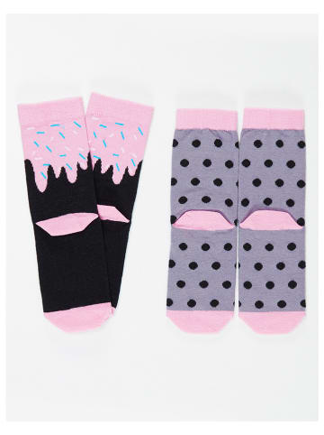 Denokids 2-delige set: sokken "Panda&Cream" lichtroze/grijs/zwart