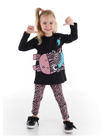 Deno Kids 2-częściowy zestaw "Cute Zebra" w kolorze czarno-jasnoróżowym