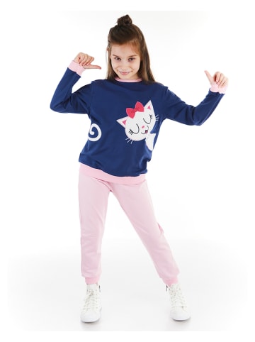 Denokids 2-częściowy zestaw "Cute Cat" w kolorze jasnoróżowo-granatowym