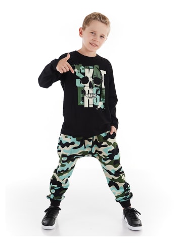 Denokids 2-delige outfit "Skate Camo Boy" zwart/groen