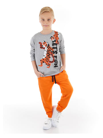 Deno Kids 2tlg. Outfit "Tigers" in Grau/ Orange