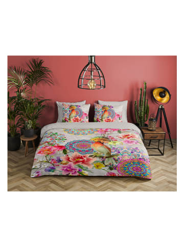 Hip Satin-Bettwäsche-Set "Bindi" in Grau/ Bunt