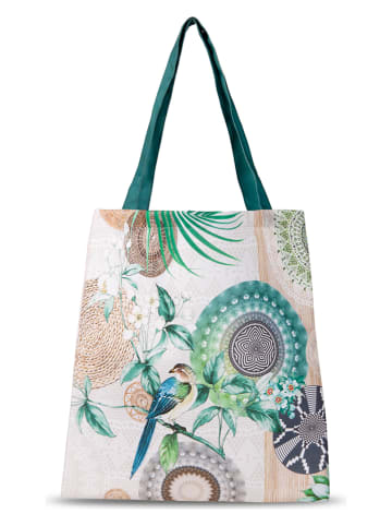 Hip Shopper bag "Tonrar" w kolorze kremowo-zielonym - 45 x 40 cm