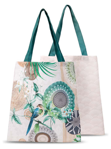 Hip Shopper "Tonrar" in Creme/ Grün - (L)45 x (B)40 cm