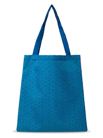 Hip Shopper bag "Parada" w kolorze niebieskim ze wzorem - 45 x 40 cm