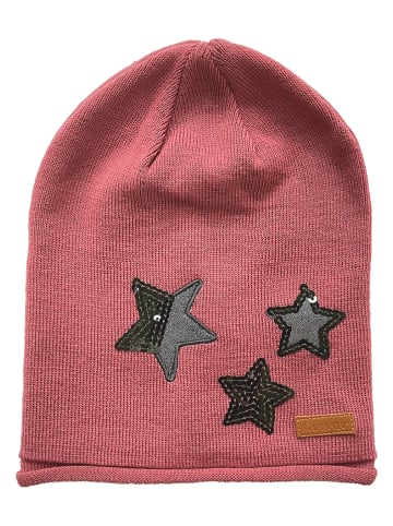 HULABALU Beanie "Glitter Stars" koraalrood