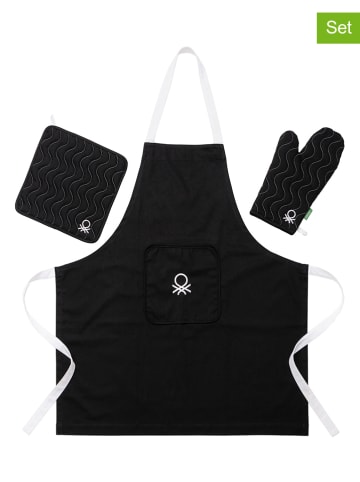 Benetton 3-delige keukentextielset zwart