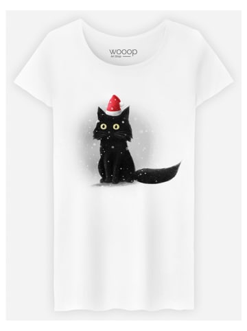 WOOOP Shirt "Christmas Cat" in Weiß