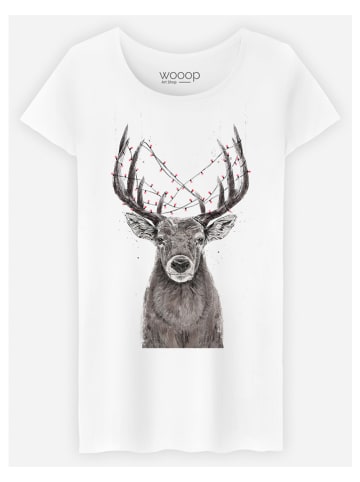 WOOOP Koszulka "Christmas Deer" w kolorze białym