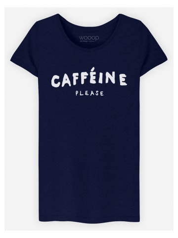 WOOOP Shirt "Caffeine Please" donkerblauw